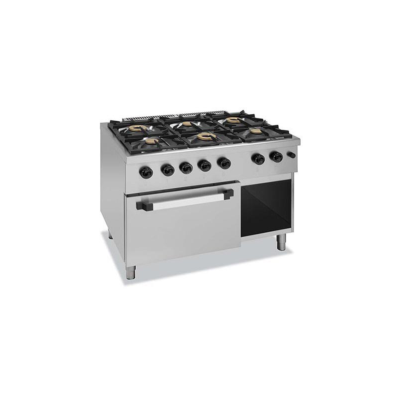 Fogão magnus gas c/6 queimadores c/forno gn2/1 e armario lateral linha 700 Fogão magnus gas c/6 queimadores c/forno gn2/1 e armario lateral linha 700