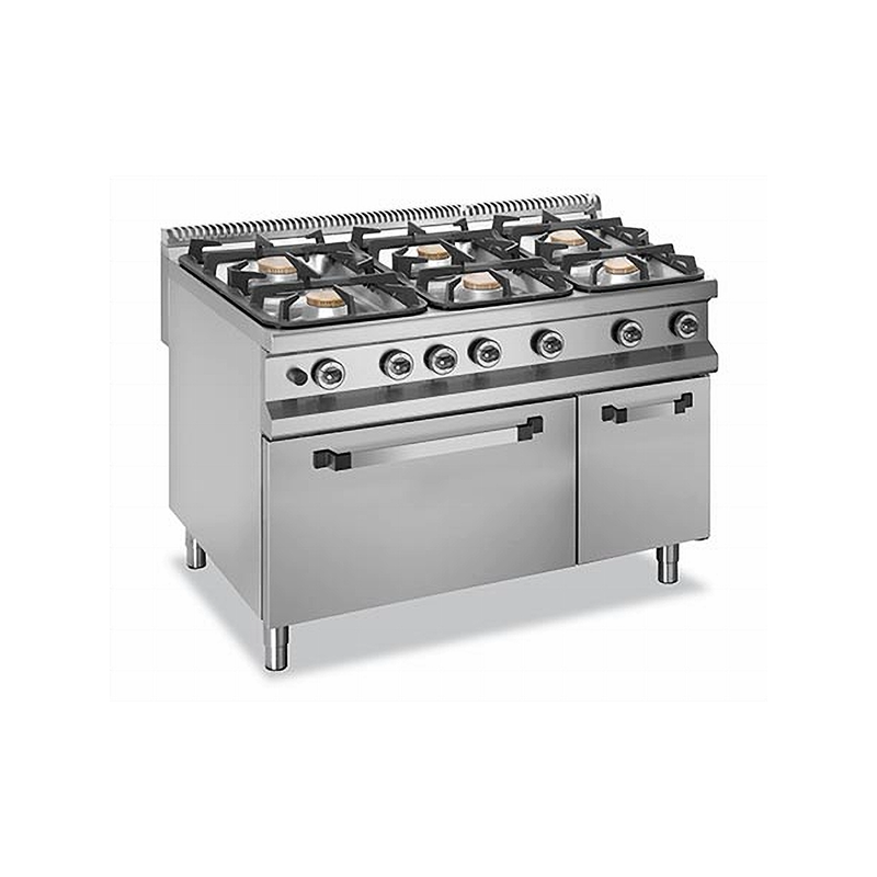 Fogão magnus gas c/6 queimadores c/forno gn2/1 e armário lateral L900 Fogão magnus gas c/6 queimadores c/forno gn2/1 e armário lateral L900